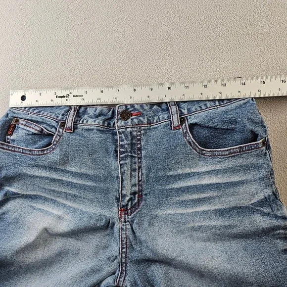 Y2K Mudd Jeans Bell Bottom Flare Denim pant Women's 28 Blue Wash Snap Button‎ - Picture 12 of 17